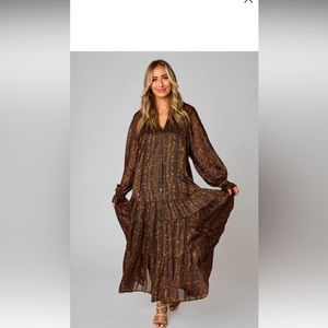 Buddy Love Greta Long Sleeve Maxi Dress- Almond